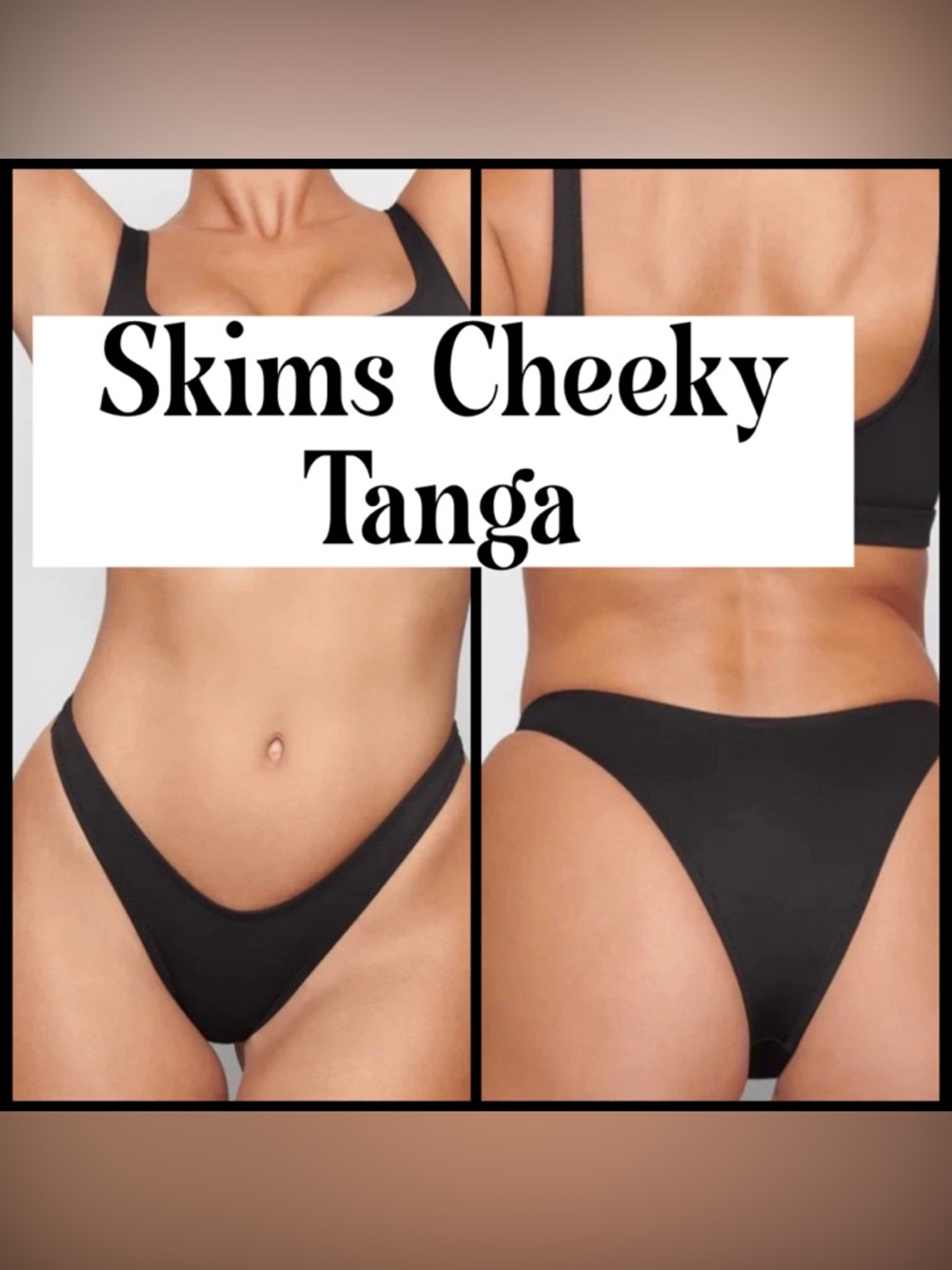 Skims Swim Cheeky Tanga Bikini Bottom Onyx